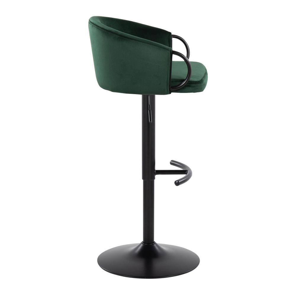 Contemporary Adjustable Velvet Barstools Set of 2