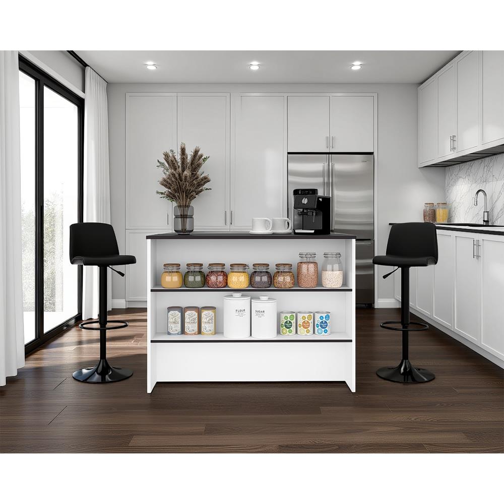 Modern Kitchen Island with Three Storage Compartments