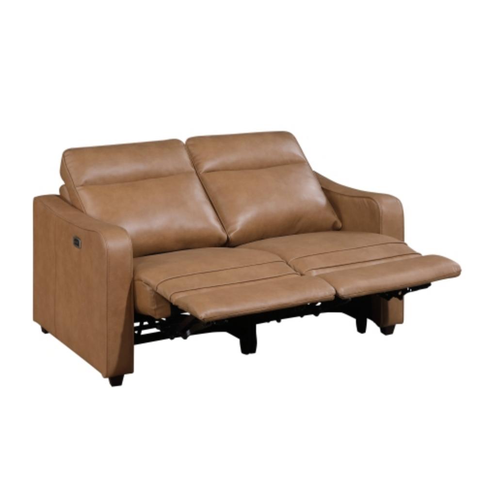 Electric Reclining Two-Seat Sofa with Smooth Faux Leather Upholstery and USB Ports