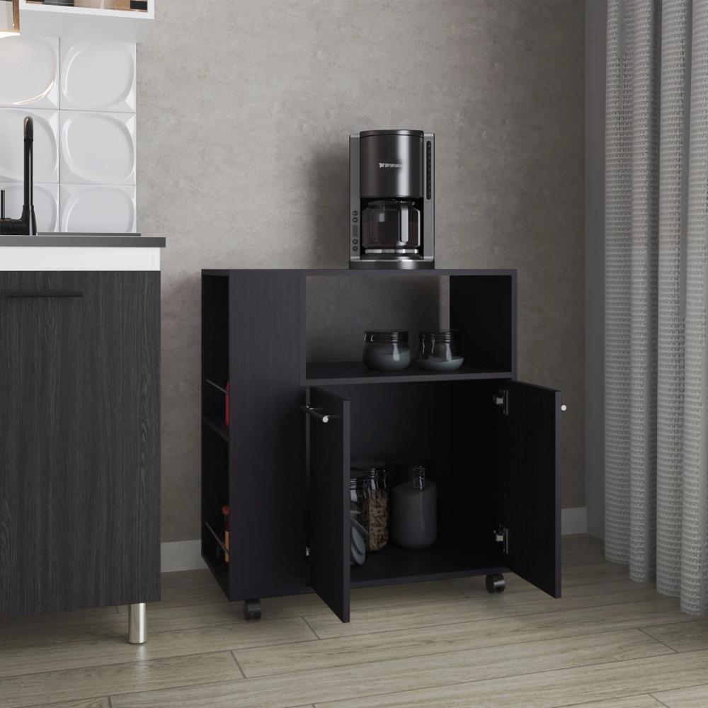 Modern Microwave Stand with Kitchen Storage Shelves and Functional Design