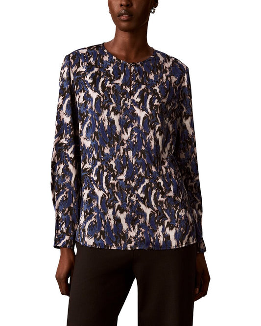 Calvin Klein Pleated Long Sleeve Blouse