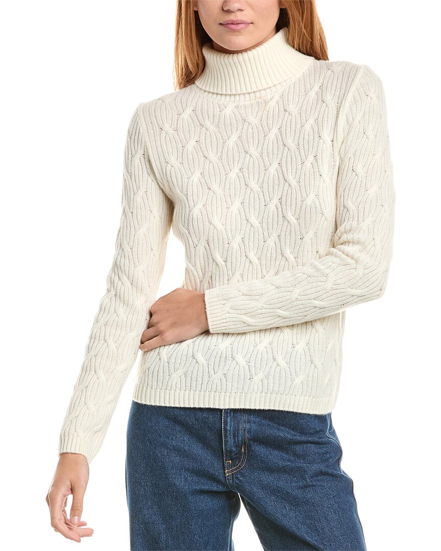sofiacashmere Rib Cable Turtleneck Wool & Cashmere-Blend Sweater