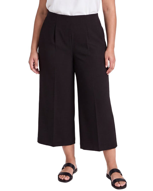 Anne Klein Plus High-Rise Pull-On Wide Leg Crop Pant