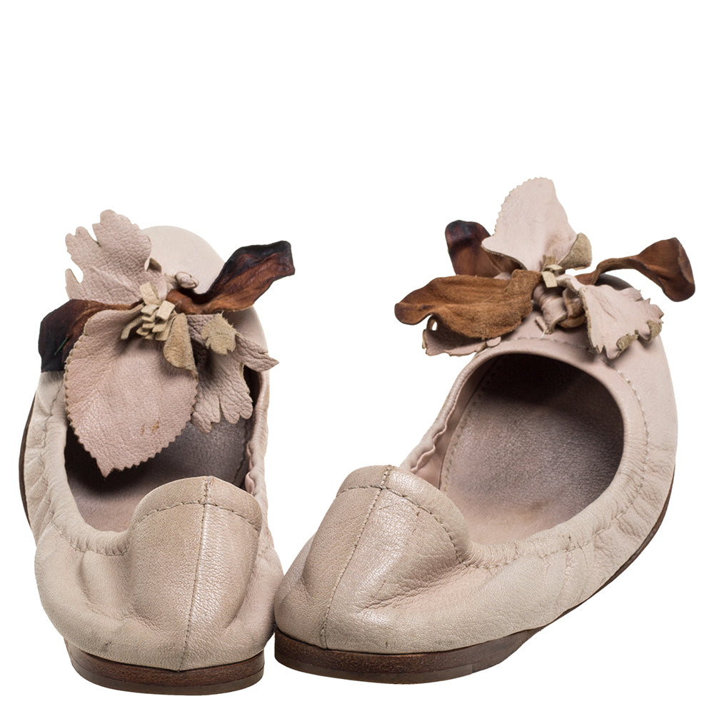 Miu Miu Beige Leather Embellished  Flats Size 38