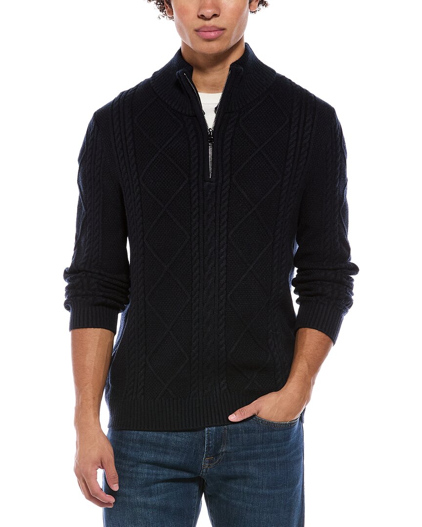 Jason Wu Quarter Zip Diamond Cable Knit Mock Neck Sweater