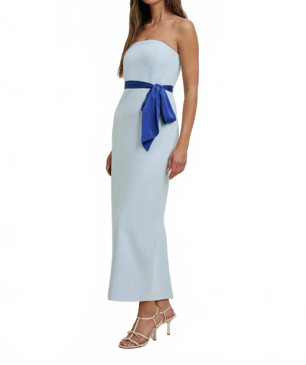 Willow Strapless Dress In Sky Blue