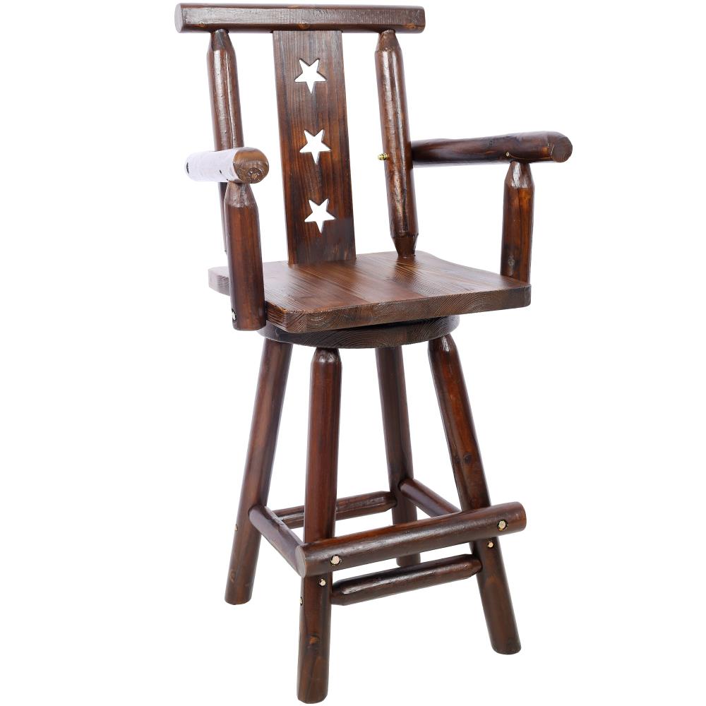 Rustic Star Back Wooden Bar Stool