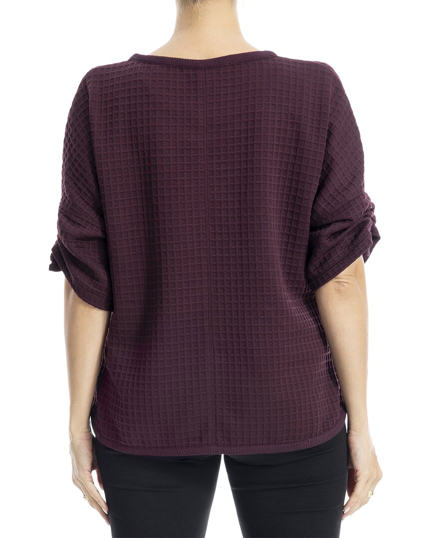Max Studio Ruched Sleeve Boat Neck Top