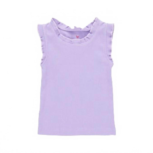 Girl's Organic Ruffle Rib Tank Top In Viola Purple