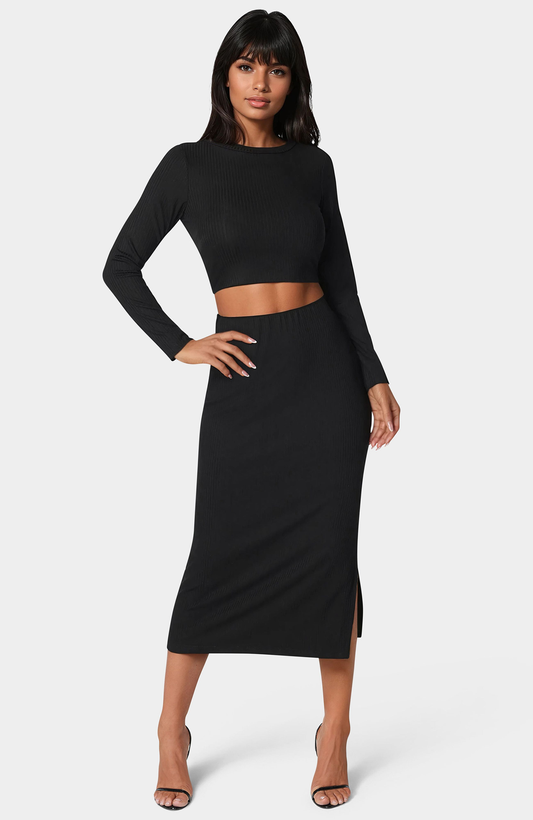Bebe Women's Two Piece Rib Sweater Set