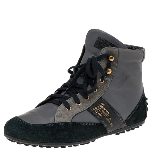 D&G Multicolor Suede And Leather High Top Sneakers Size 45