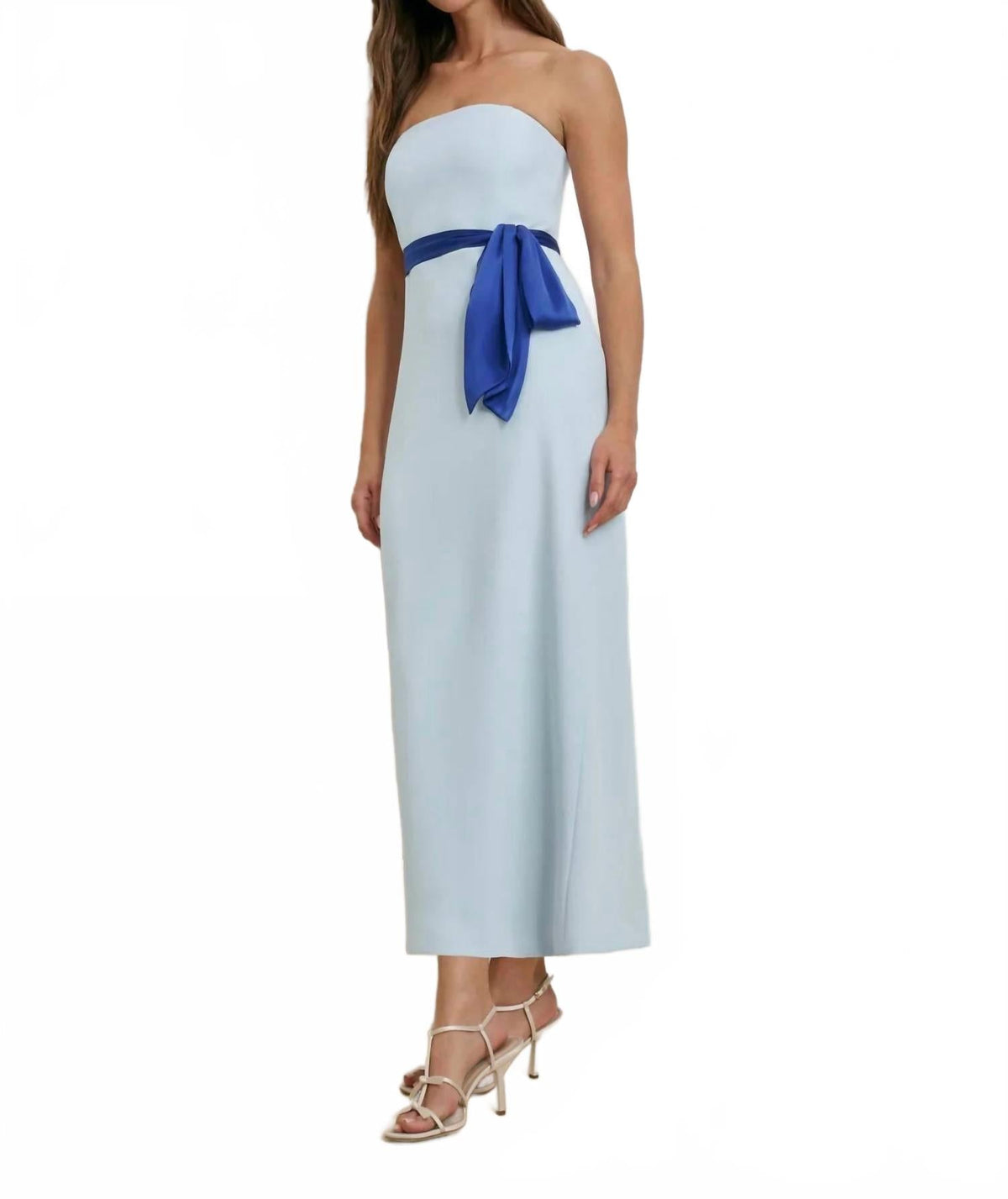 Willow Strapless Dress In Sky Blue