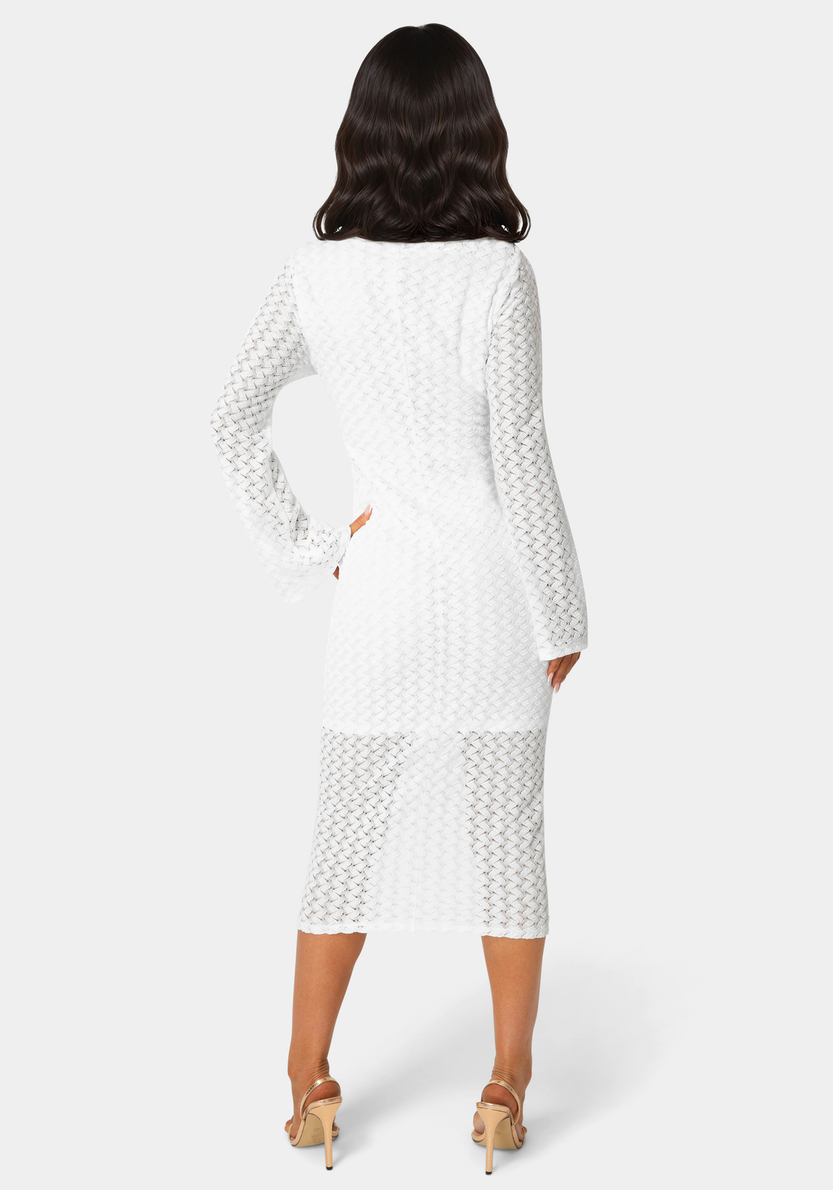 Long Sleeve Cut Out Crochet Maxi Dress