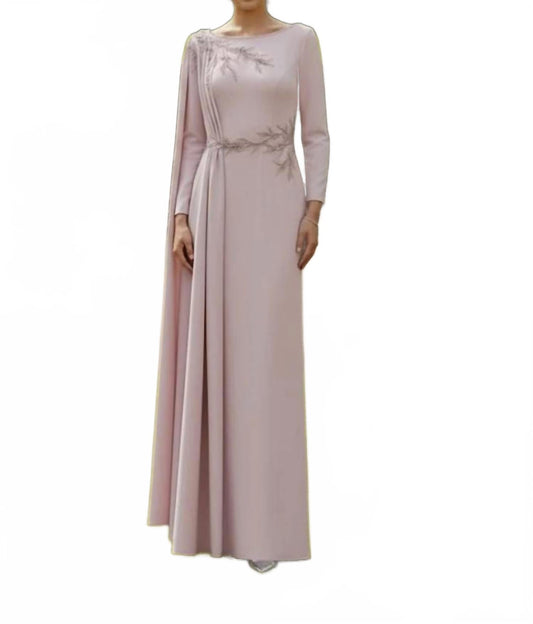 Boat Neck Long Sleeves Sheath Dress In Pink/tulip