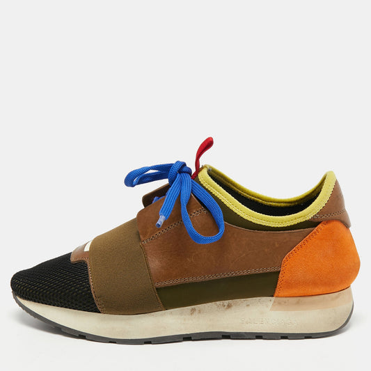 Balenciaga Race Runner Size 37 Multicolor Leather  Mesh and Neoprene Low Top Sneakers
