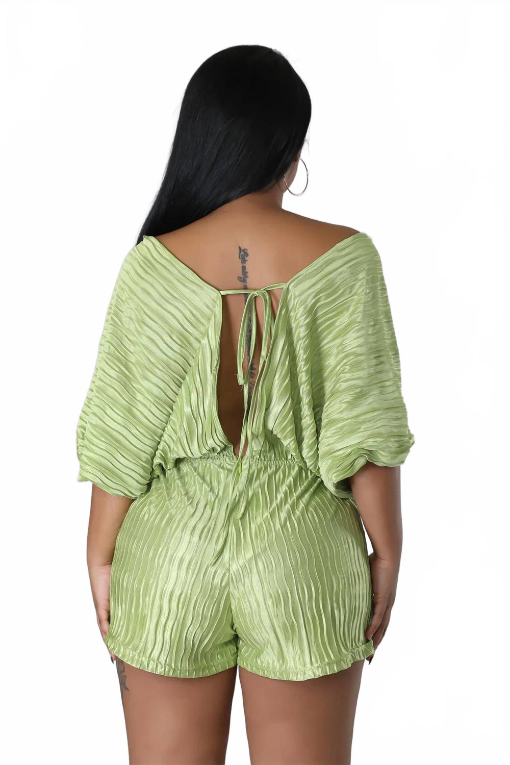 Xalina Plisse Romper In Kiwi