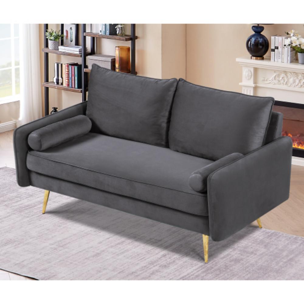 Stylish Upholstered Loveseat with Plush Velvet Seating and Sleek Metal Legs