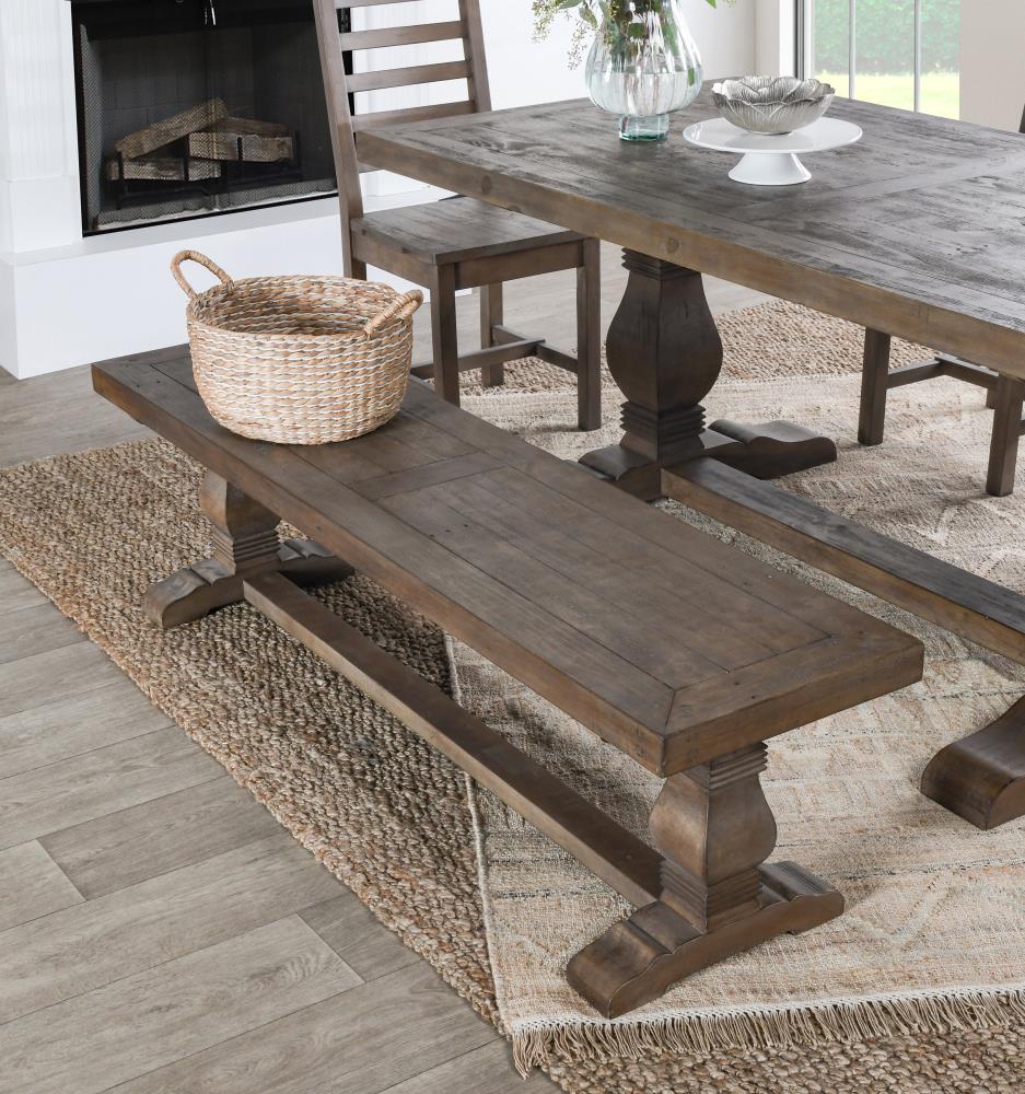 Farmhouse Wooden Bench with Pedestal Base