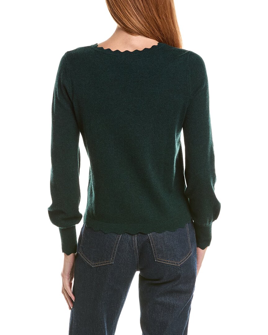 sofiacashmere Scallop Trim Crewneck Wool & Cashmere-Blend Sweater