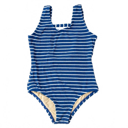 Girls' Crinkle One Piece Swimsuit In Navy Stripe
