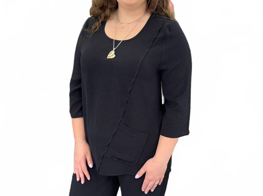 Airflow Solid Pocket Detail Tunic In Black