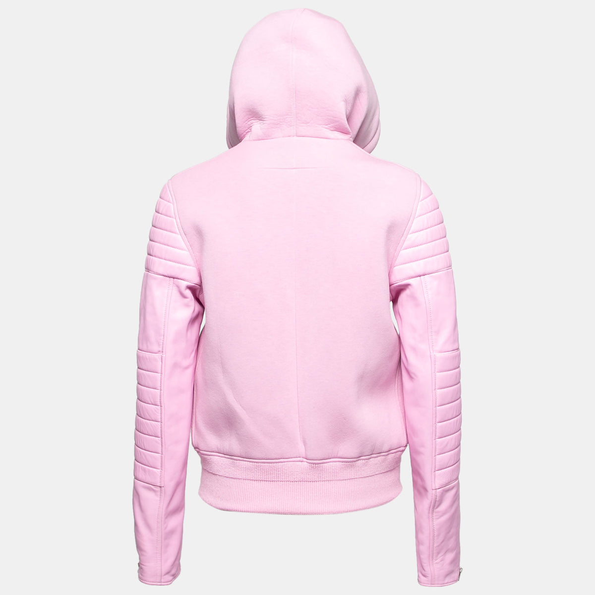 Givenchy Pink Neoprene & Leather Zip Front Hoodie M