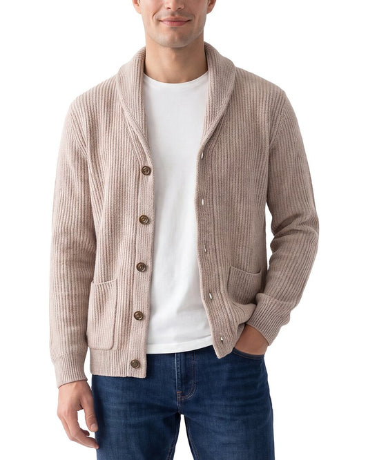 Forte Cashmere Rib Shawl Collar 100% Cashmere Cardigan
