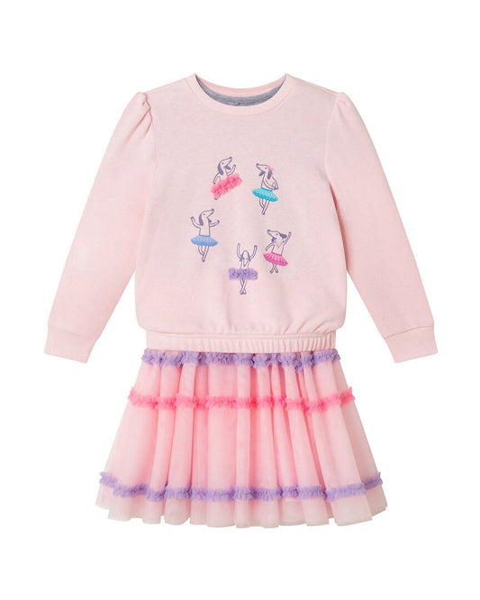 Andy & Evan 2pc Ballerina Dog Applique Sweatshirt & Dress Set