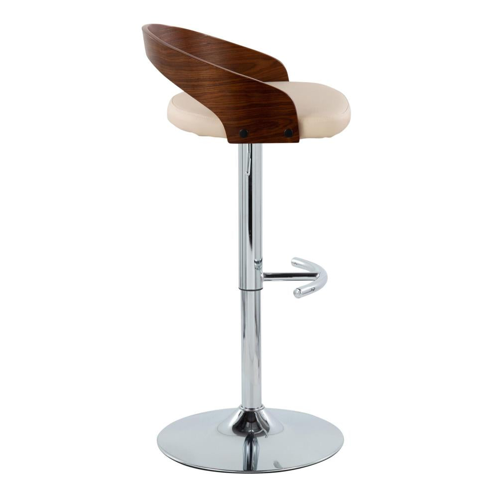 Contemporary Adjustable Faux Leather Barstools Set of 2