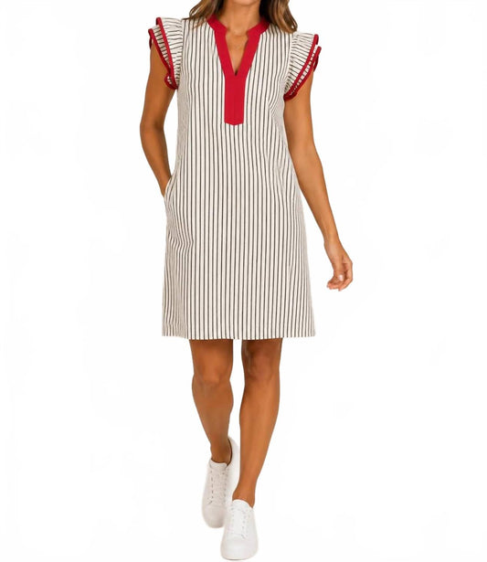 Blake Striped Dress In Black/red