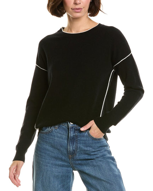 InCashmere Seam Detail Wool & Cashmere-Blend Pullover