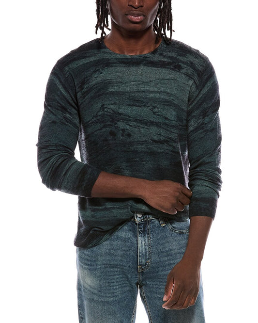 Autumn Cashmere Driftwood Print 100% Cashmere Crewneck Sweater
