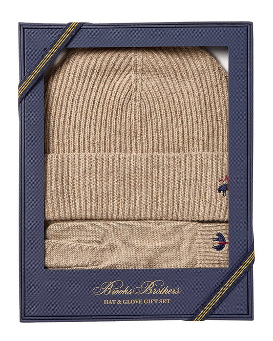 Brooks Brothers 2pc Wool & Cashmere-Blend Hat & Gloves Set