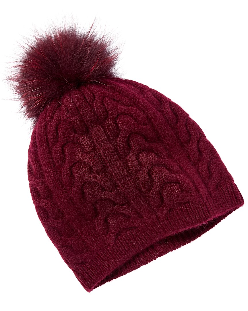 Amicale Cashmere Trellis Cable Knit Cashmere Hat