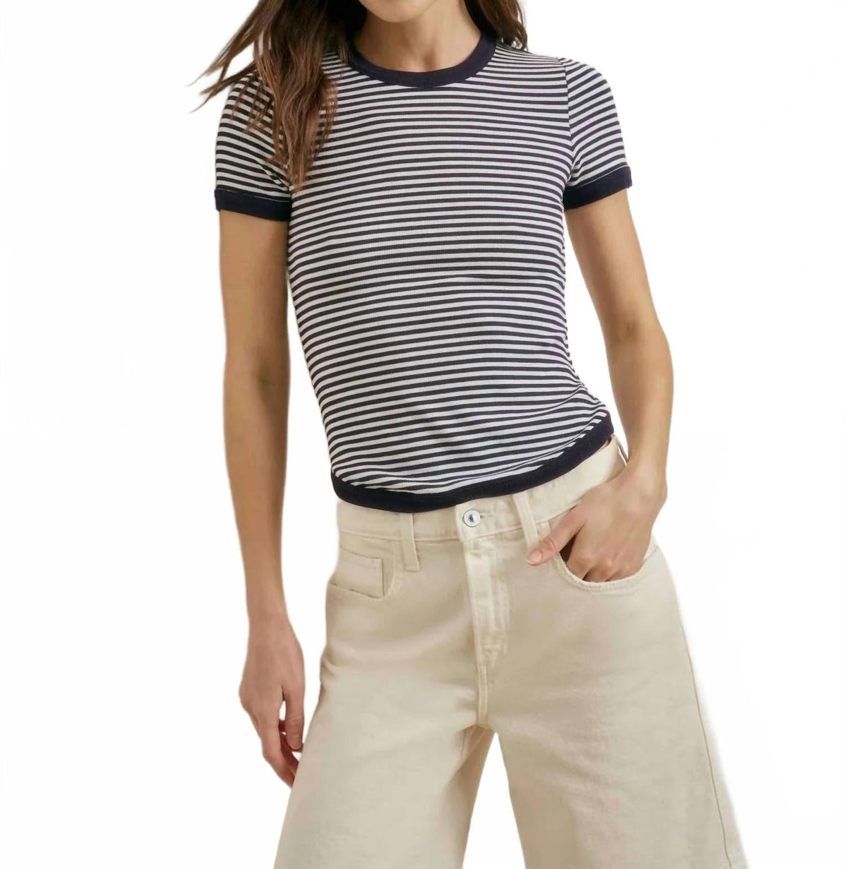 Foundation Short Sleeve Tee In Navy/white Stripe