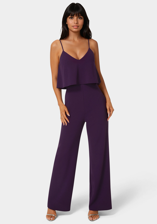 Bebe Women's Ruffle One-shoulder Wide-leg Jumpsuit