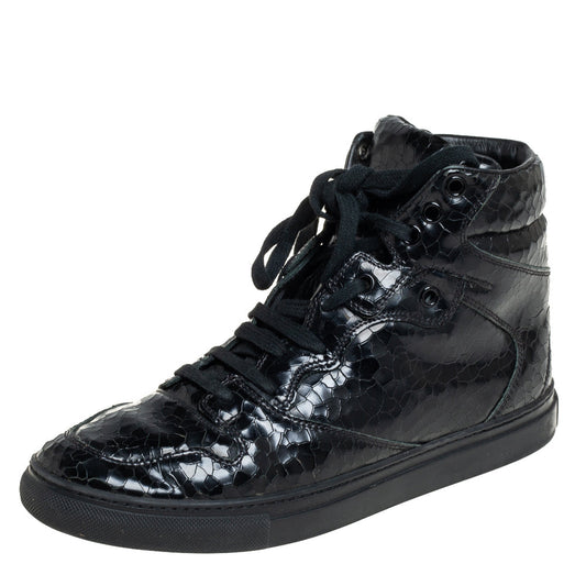 Balenciaga Black  Leather High Top Sneakers Size 39