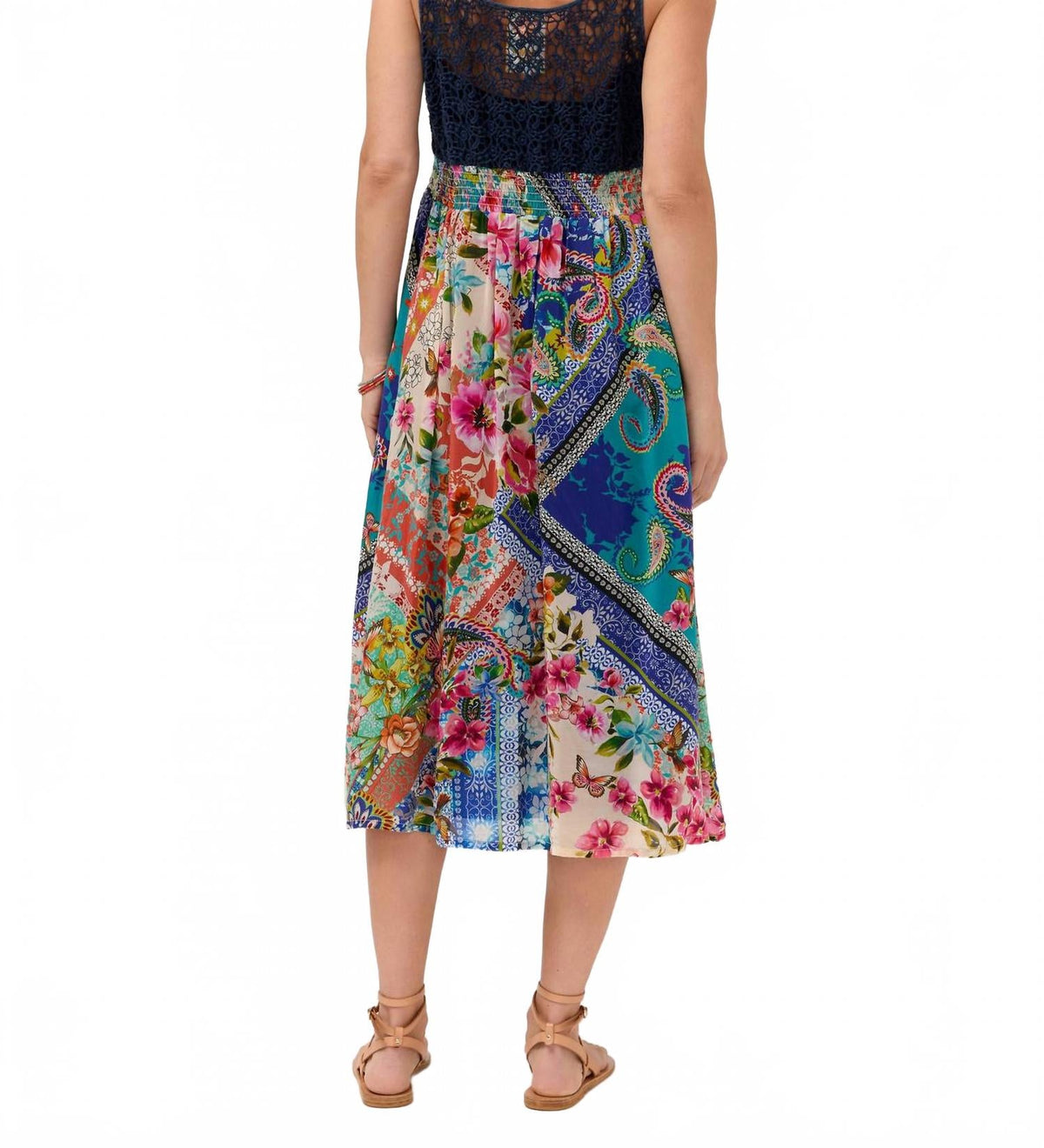 Eclectic Patchwork Print Dress In Romana Scarf
