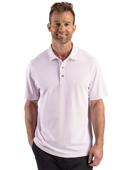 Cutter & Buck Virtue Recycled Hex Print Featherlight Pique Mens Polo