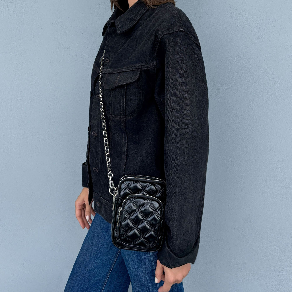 Adornia Black Cushion Quilted Shoulder Bag