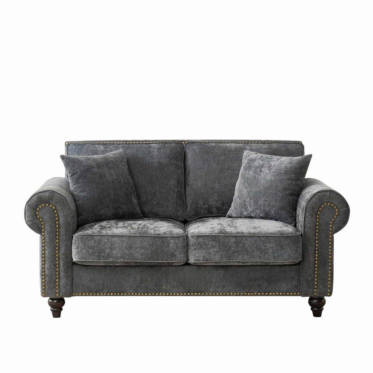 Contemporary Chenille Sofa with Tufted Back