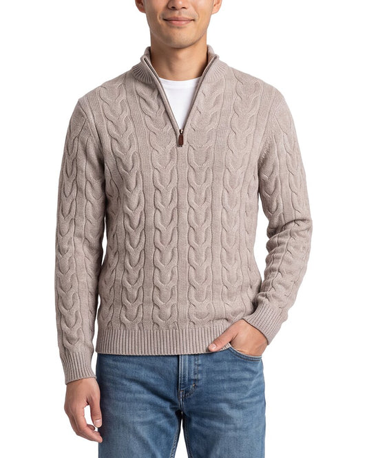 Forte Cashmere 100% Cashmere Cable 1/4-Zip 100% Cashmere Sweater