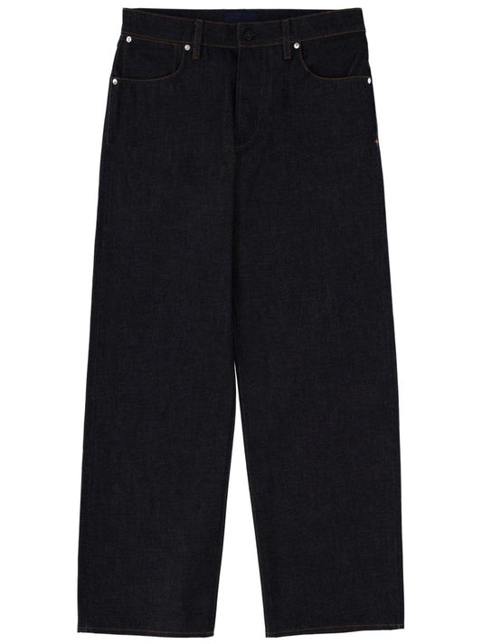 Dark Denim Cotton Wide-Leg Jeans