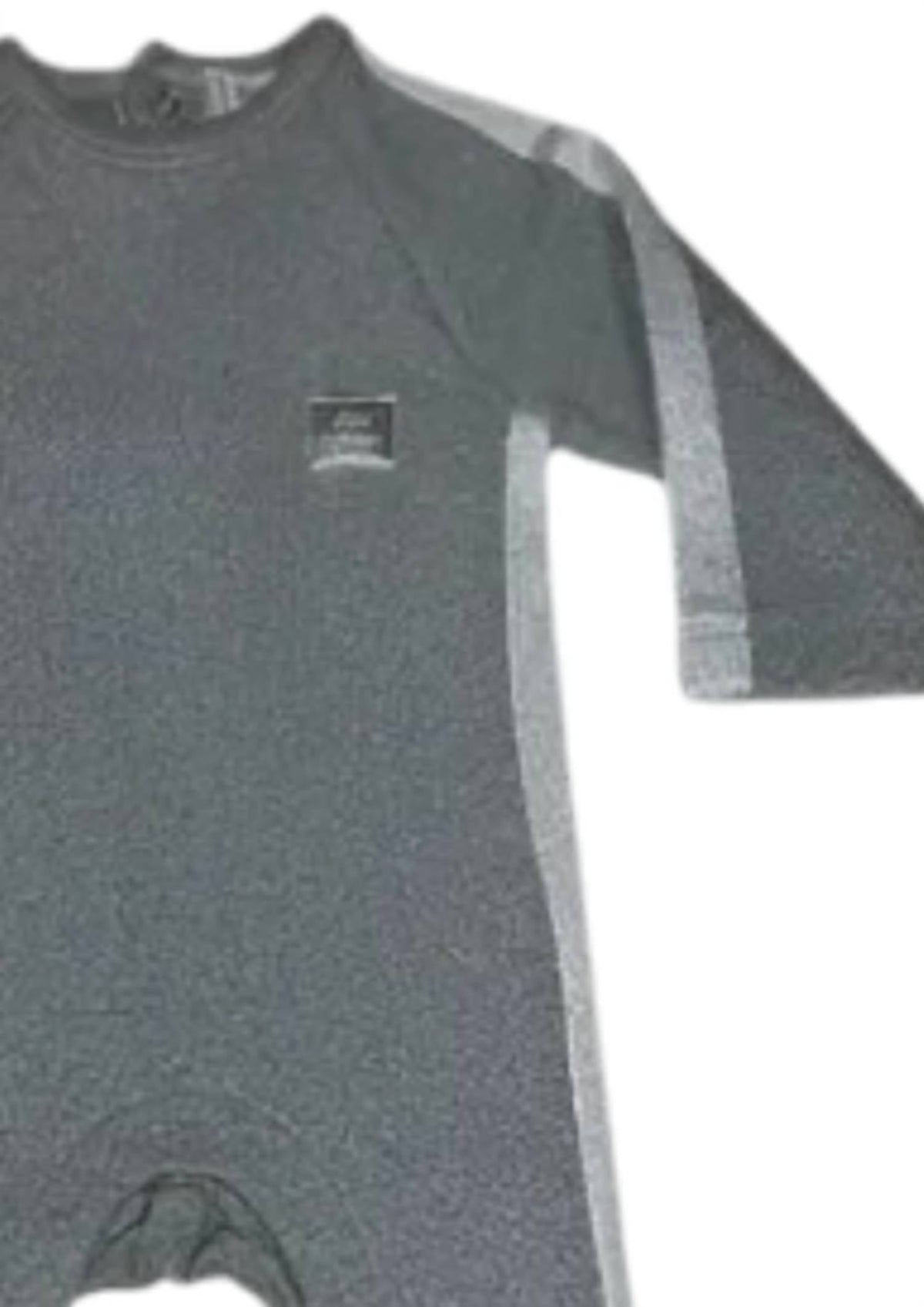 Baby Girls Ribbed Jersey Footie With Glitter Ribbon Sleeve In Grey