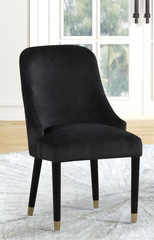 Set of 2 Solid Wood Dining Chairs with Velvet Seating