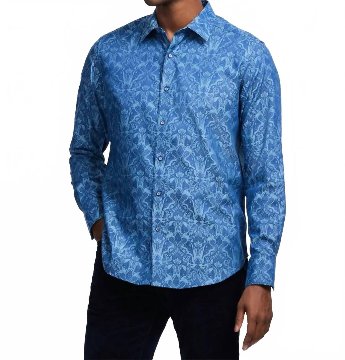 Highland Long Sleeves Woven Shirt In Dark Blue