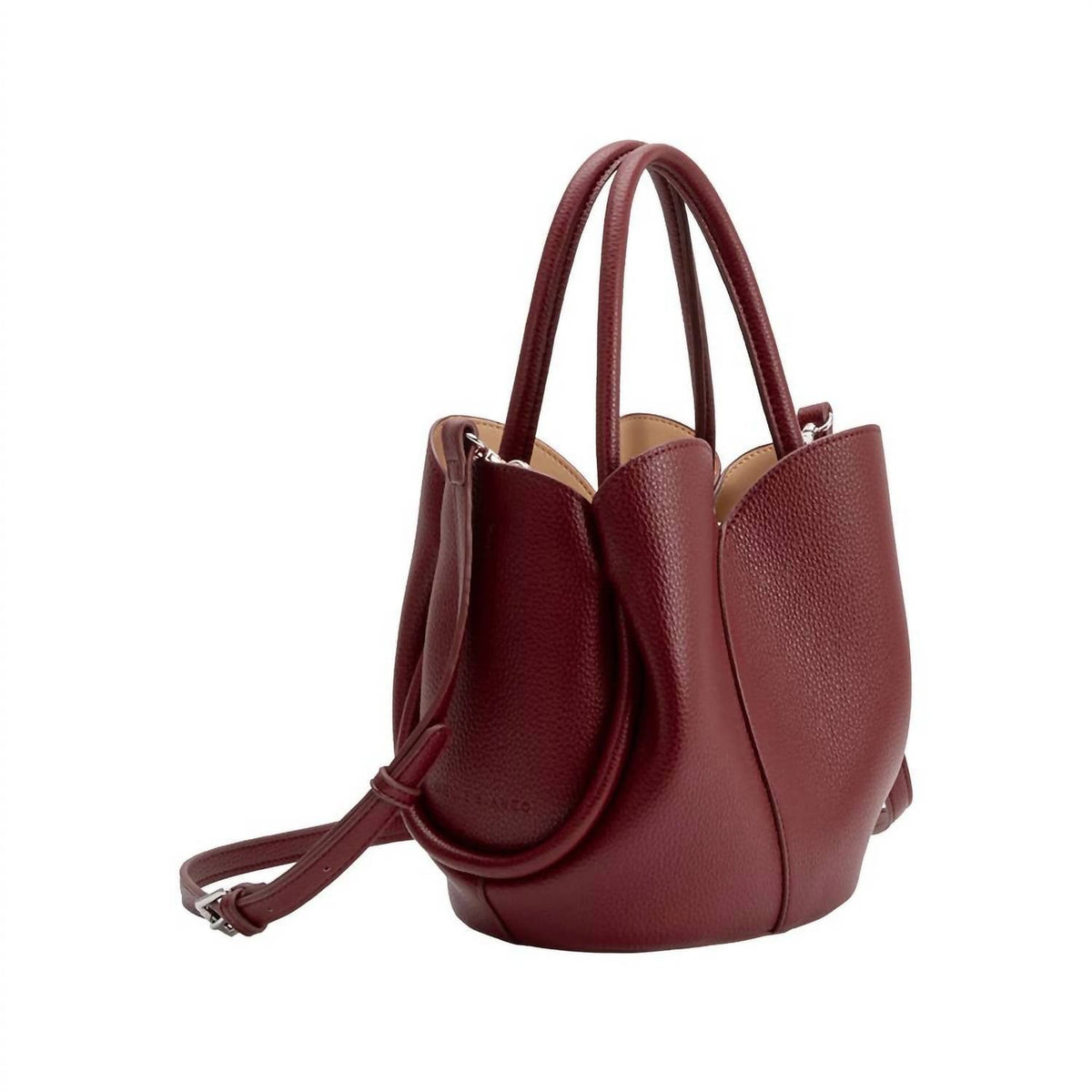 Women's Tulip Recycled Vegan Leather Top Handle Bag In Burgundy