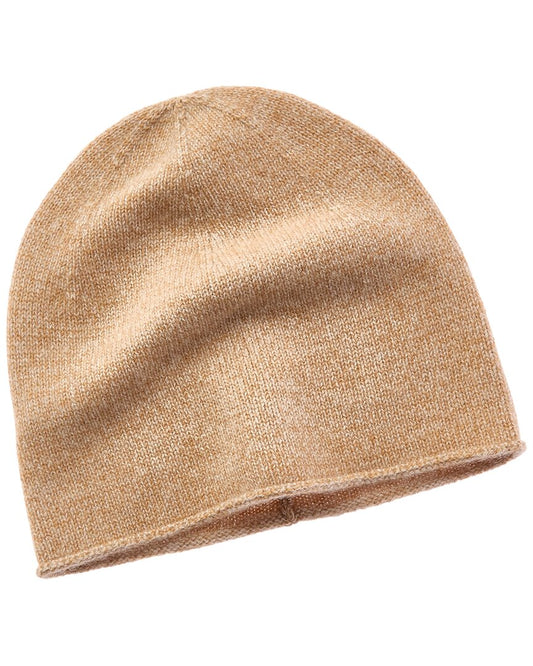 Amicale Cashmere Marled Jersey Rolled Edge Cashmere Beanie