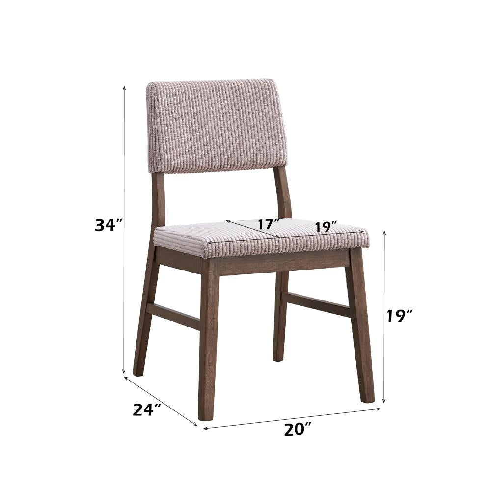 Stylish Side Chair Pair with Cushioned Corduroy Backrests