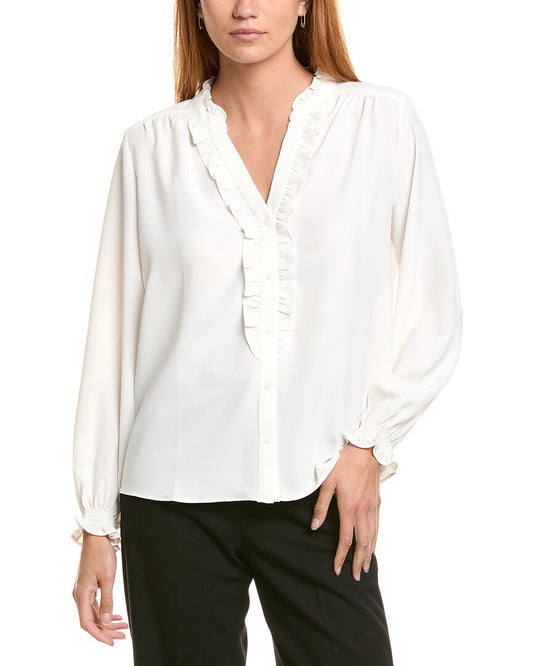 Brooks Brothers Ruffle Crewneck Blouse